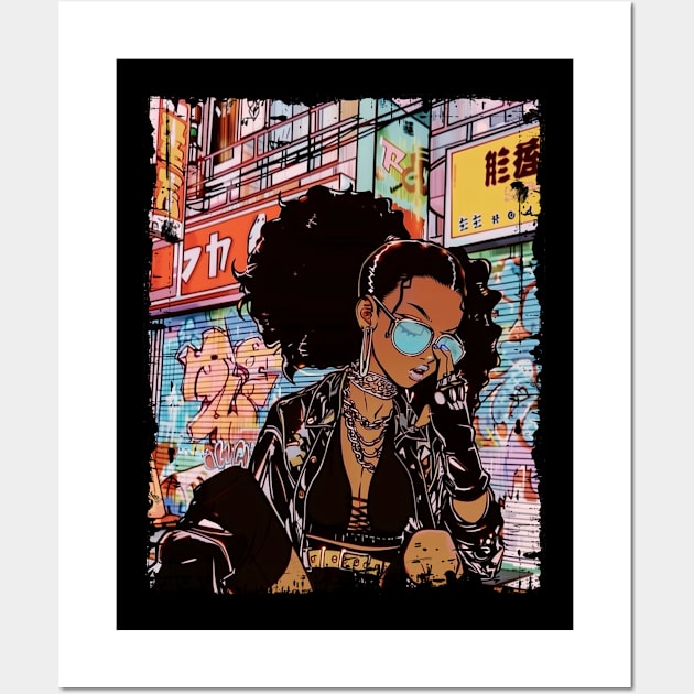 Afro Latina Girl Graffiti Urban Streetwear Hip Hop Wall Art by Vlaa